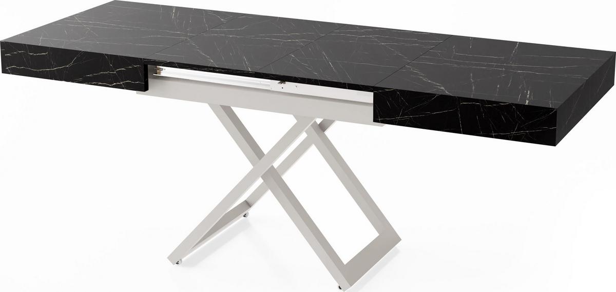COUCHTISCH Cavetta U höhenverstellbar ausziehbar, Marmor Schwarz 120-200/80/27-76 cm - Kaschmir/Anthrazit, Holzwerkstoff/Metall (80/120/76cm) - WFL GROUP