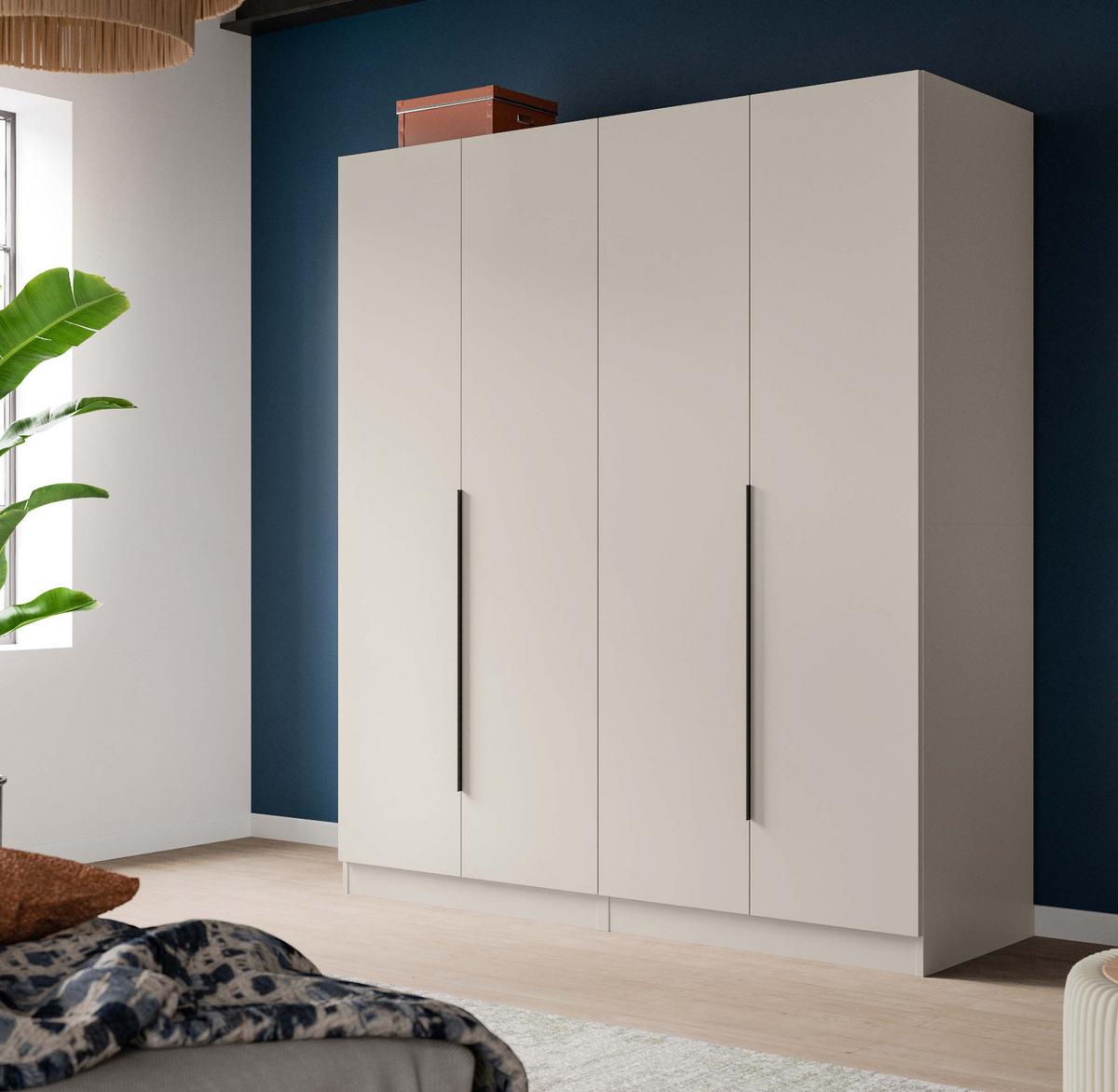 KLEIDERSCHRANK kaschmir 160 x 181 cm, Drehtürenschrank 4-türig - Kaschmir/Schwarz, Holzwerkstoff/Kunststoff (160/181/52cm) - Inn.Furn