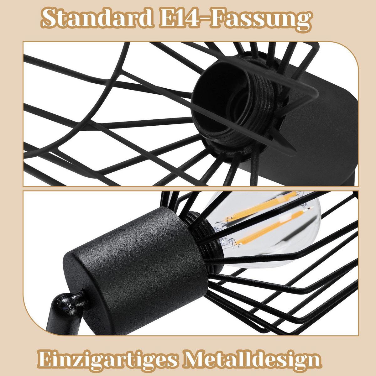 DECKENSTRAHLER Franziska 4-flammig 75/24/10 cm - Schwarz, Metall (75/24/10cm) - Nettlife