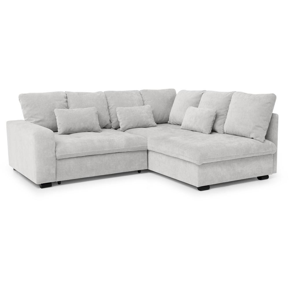 ECKSCHLAFSOFA Ramo mit Bettkasten, Topper gratis, Beige, rechts - Beige/Schwarz, Textil (229/190cm) - Beautysofa