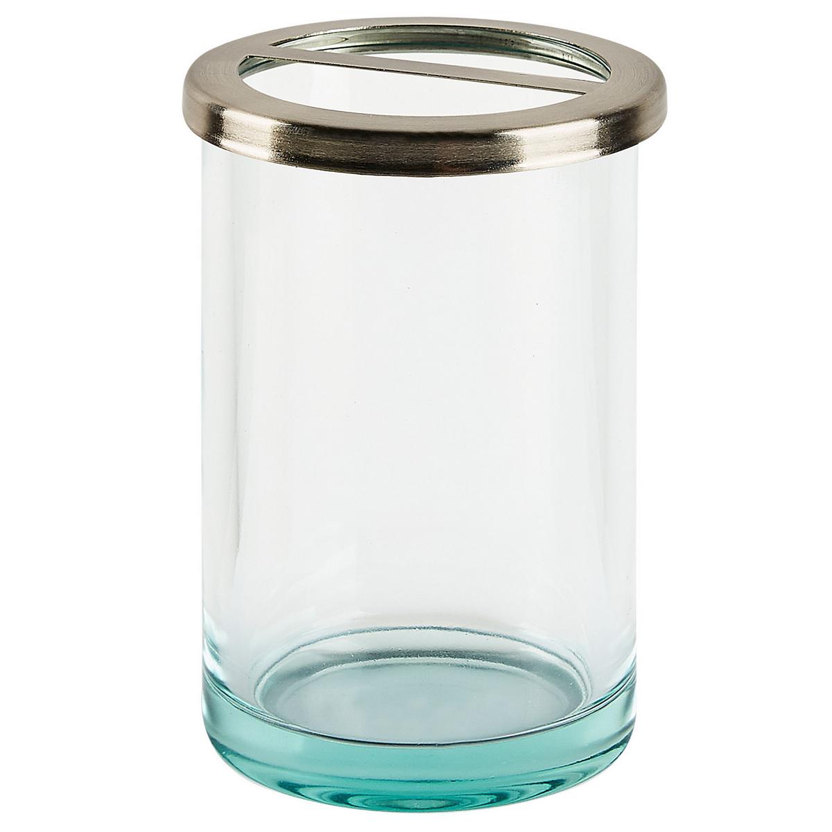 BADEZIMMER Set 5-teilig Glas mintgrün Amarga - Silberfarben/Grün, Glas (15/20/10cm) - Beliani
