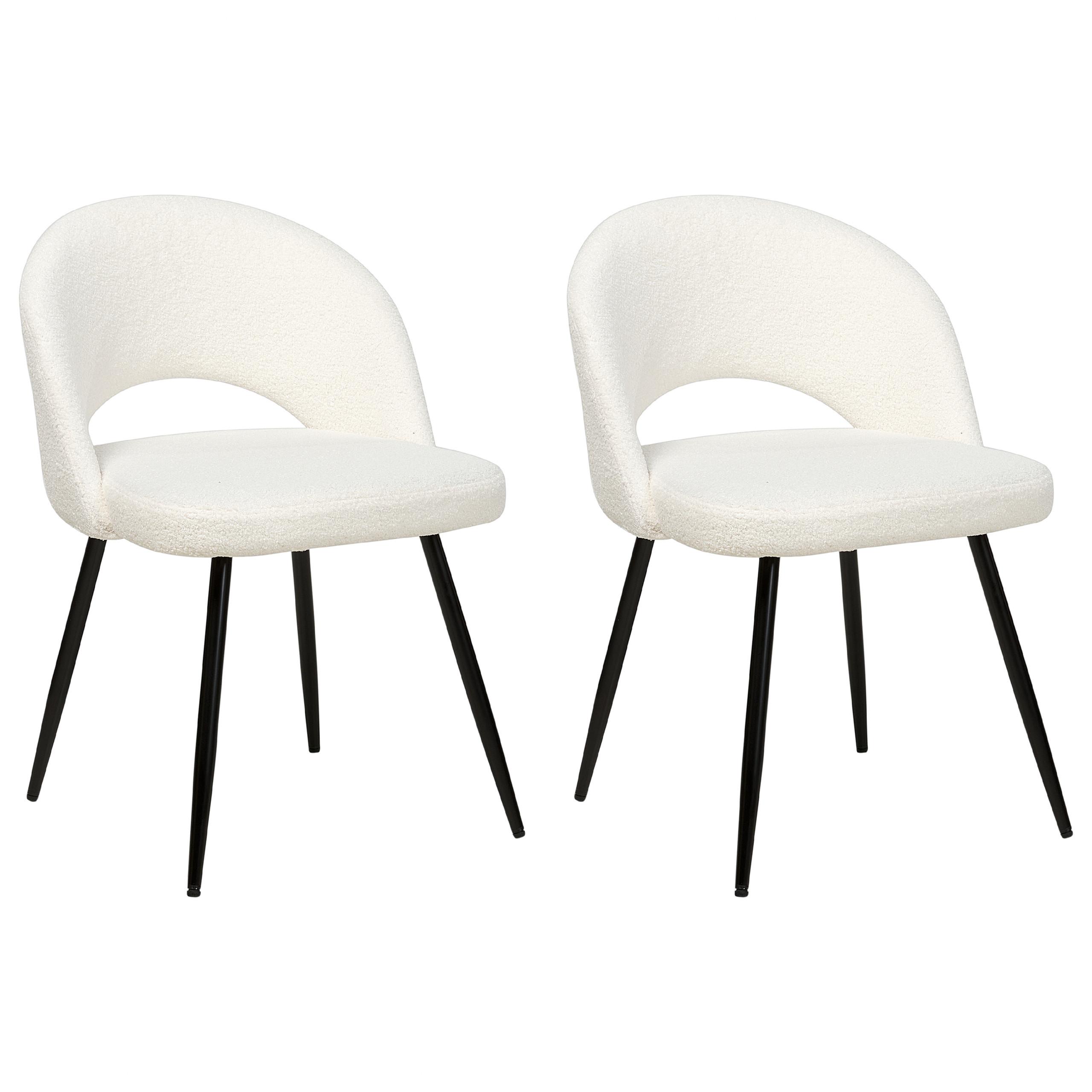 ESSZIMMERSTUHL 2er-Set Polyester Weiß Onaga - Weiß, Textil/Metall (52/77/56cm) - Beliani