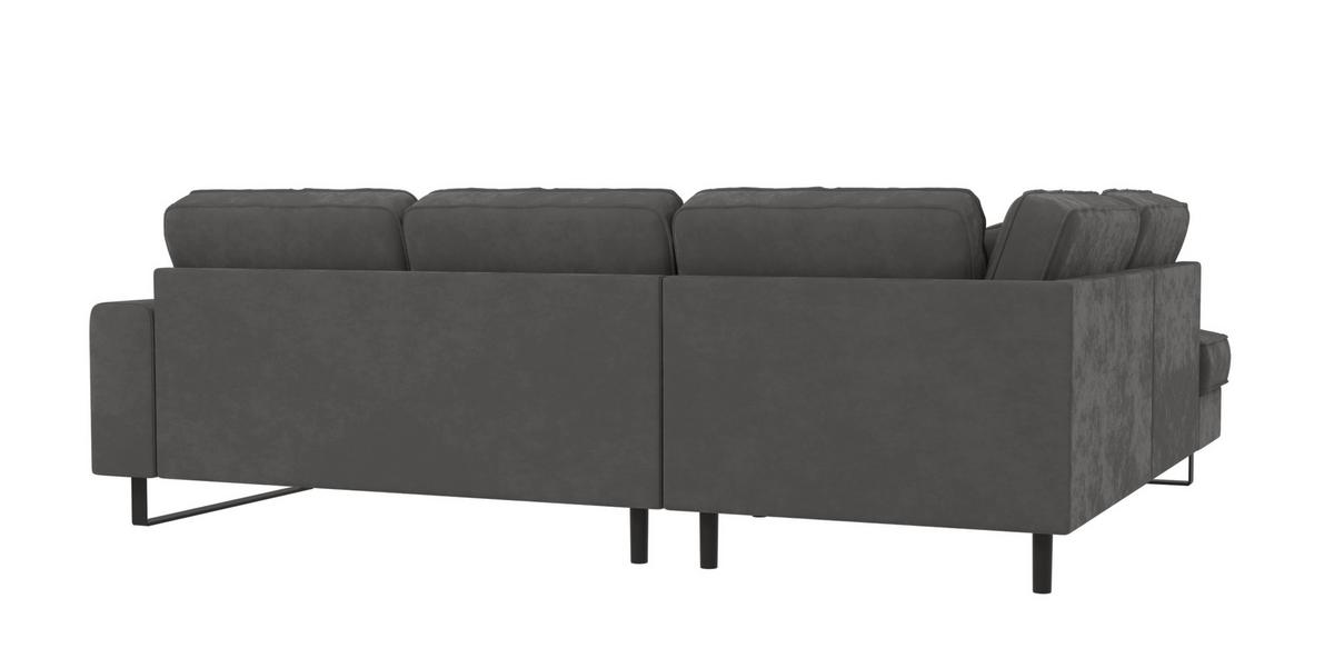 ECKSOFA Zuri Grau Samt - Schwarz/Grau, Holz/Kunststoff (290/231cm) - S-Style Möbel