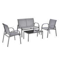 GARTENMÖBEL-SET 4 TLG. Gagra - Hellgrau, Metall - [en.casa]
