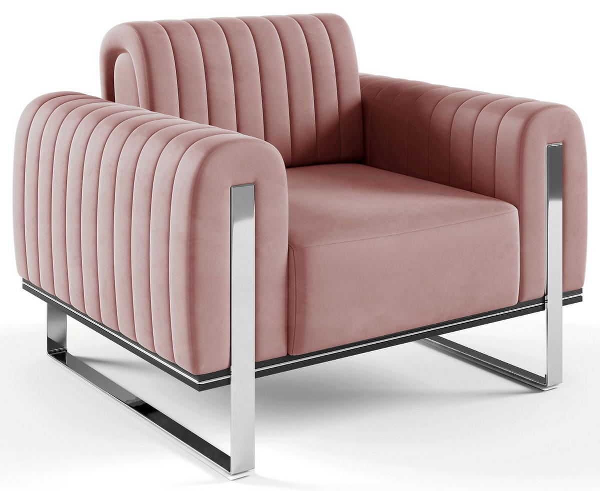 SESSEL Parissa 106 cm - Pink/Silberfarben, Holz/Metall (106/79/92cm) - Selsey
