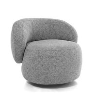 SESSEL Mao, Drehsessel mit runder Form, Silber, Chenille-Stoff - Silberfarben, Textil (99/82/91cm) - Beautysofa