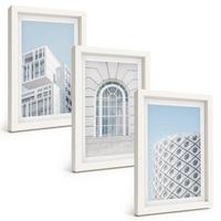 BILDER SET 3er Set - 20x30 cm Weißer Rahmen - Moderne Architekturgeometrie - Weiß, Kunststoff (20/30cm) - TULUP