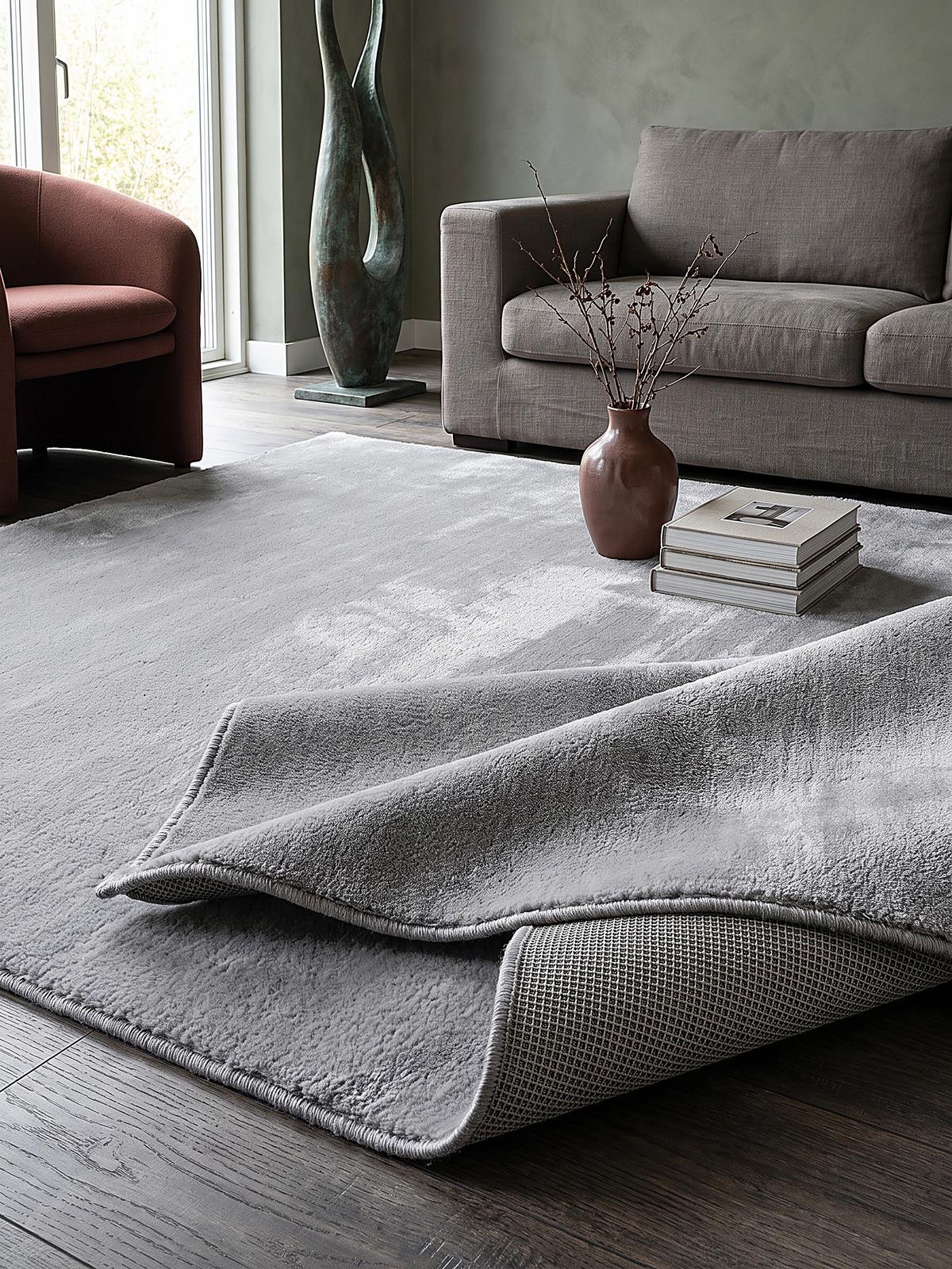HOCHFLORTEPPICH Antirutsch Uni ALDAN Polyester Grau 200 x 280 cm - Grau, Textil (200/280cm) - KADIMA DESIGN