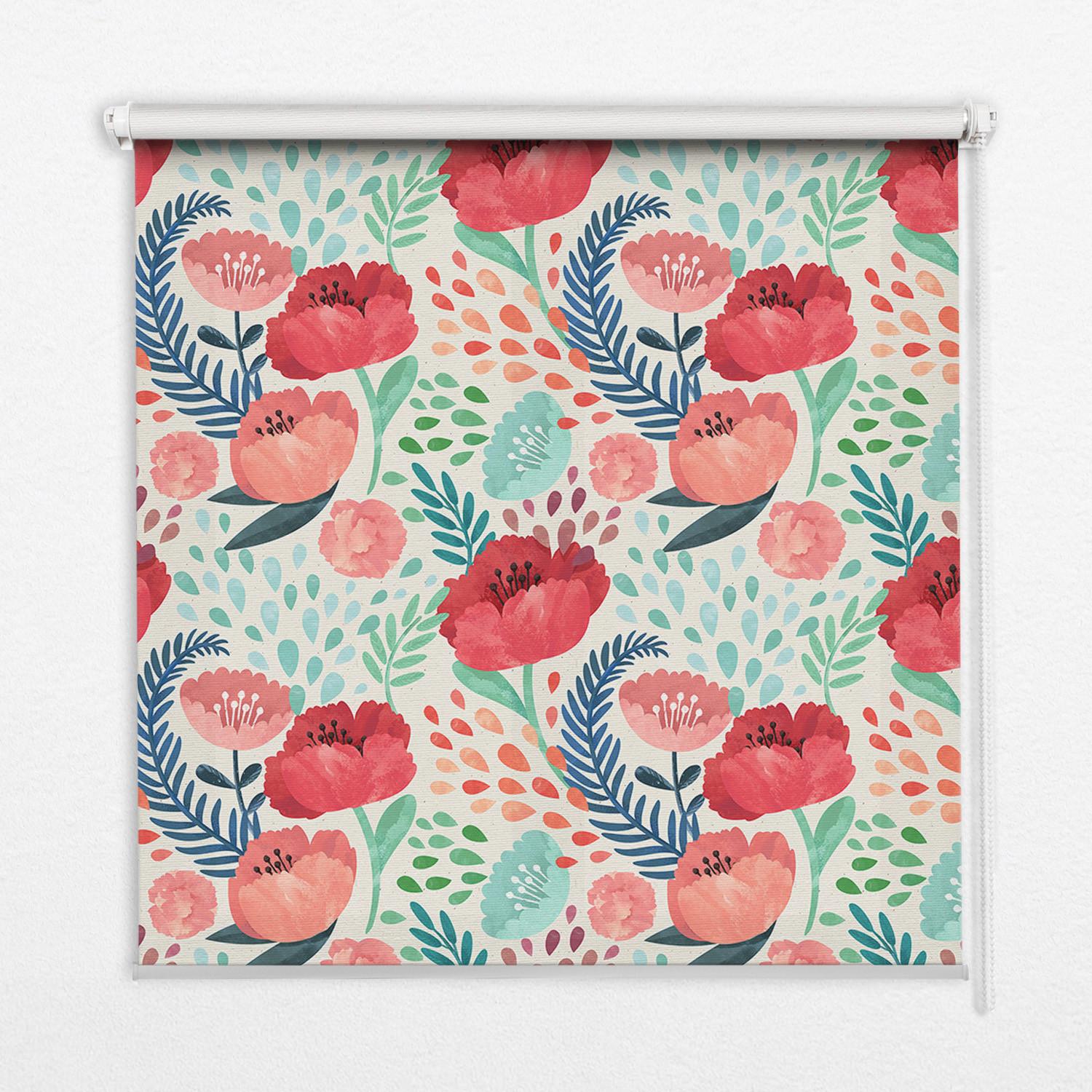 INNENROLLO - Fensterrollo - Rollo - 130x140 cm - Mohn - Rot, Kunststoff (130/140/0.5cm) - TULUP
