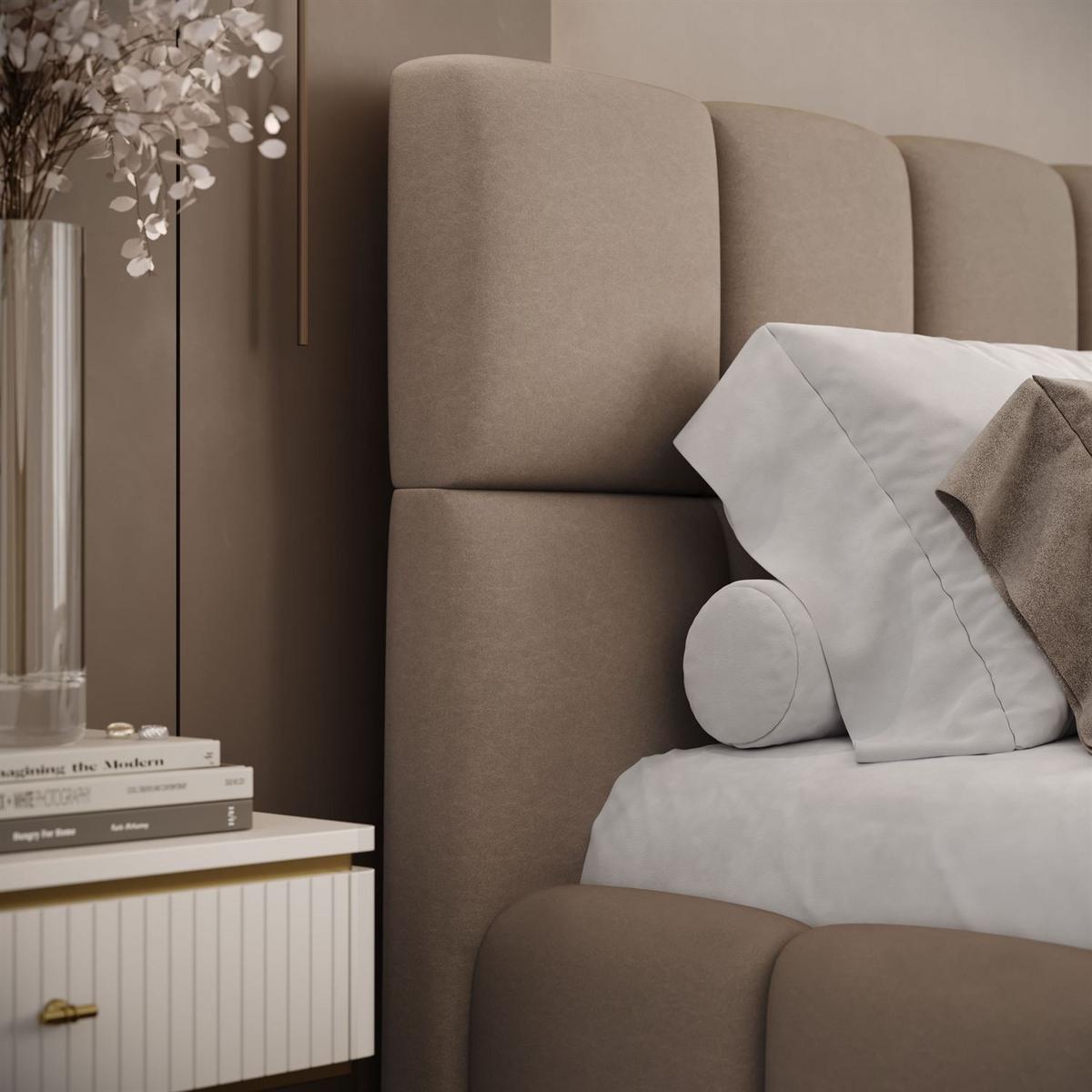 POLSTERBETT VENEZIA mit Bettkasten 140x200, Castel 15 - Cappuccino, Textil (140/200cm) - Lookway