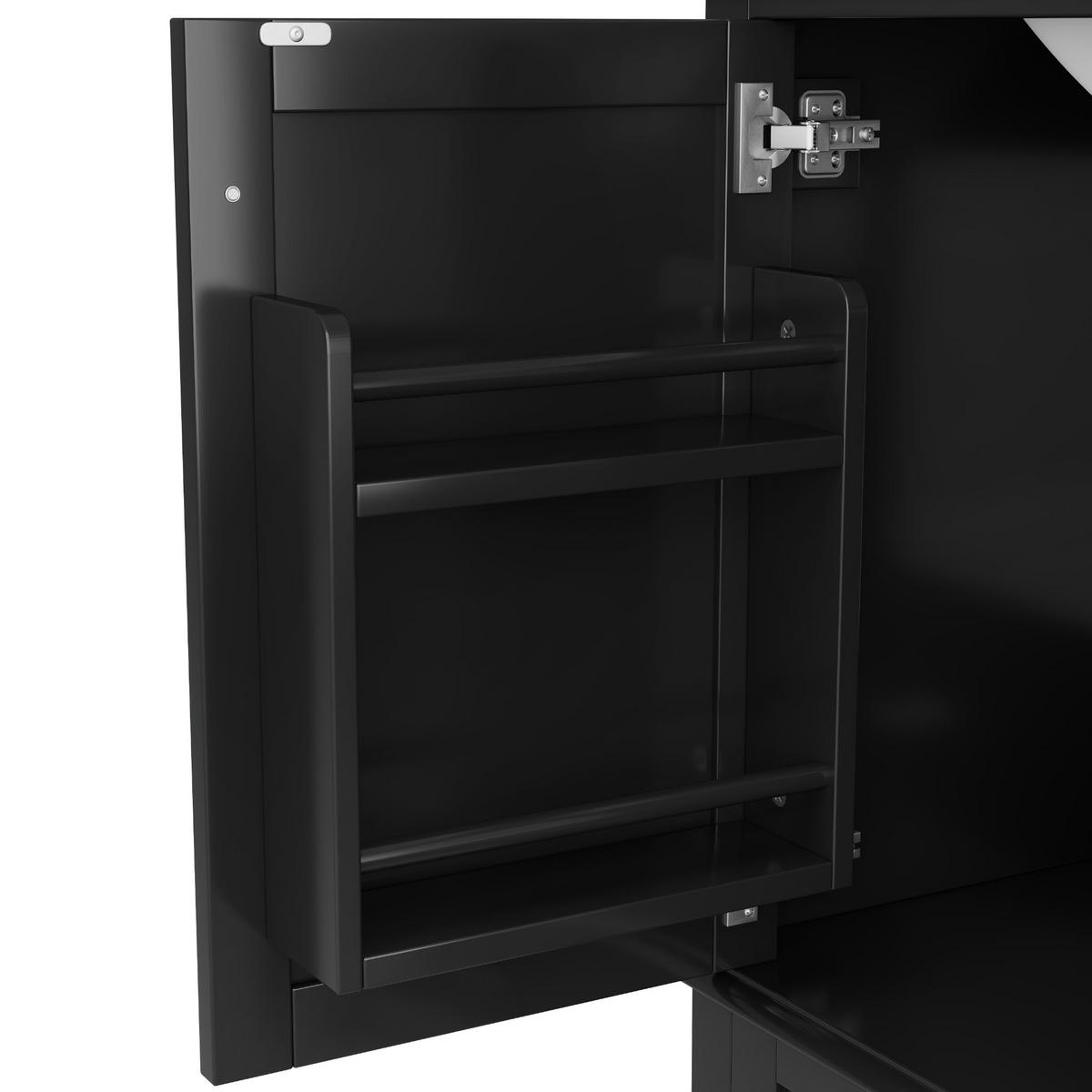 WASCHTISCH Schwarz Freistehend mit Keramikbecken & 3 Schubladen - Schwarz, Holzwerkstoff (76/83.5/45.5cm) - Urban Meuble
