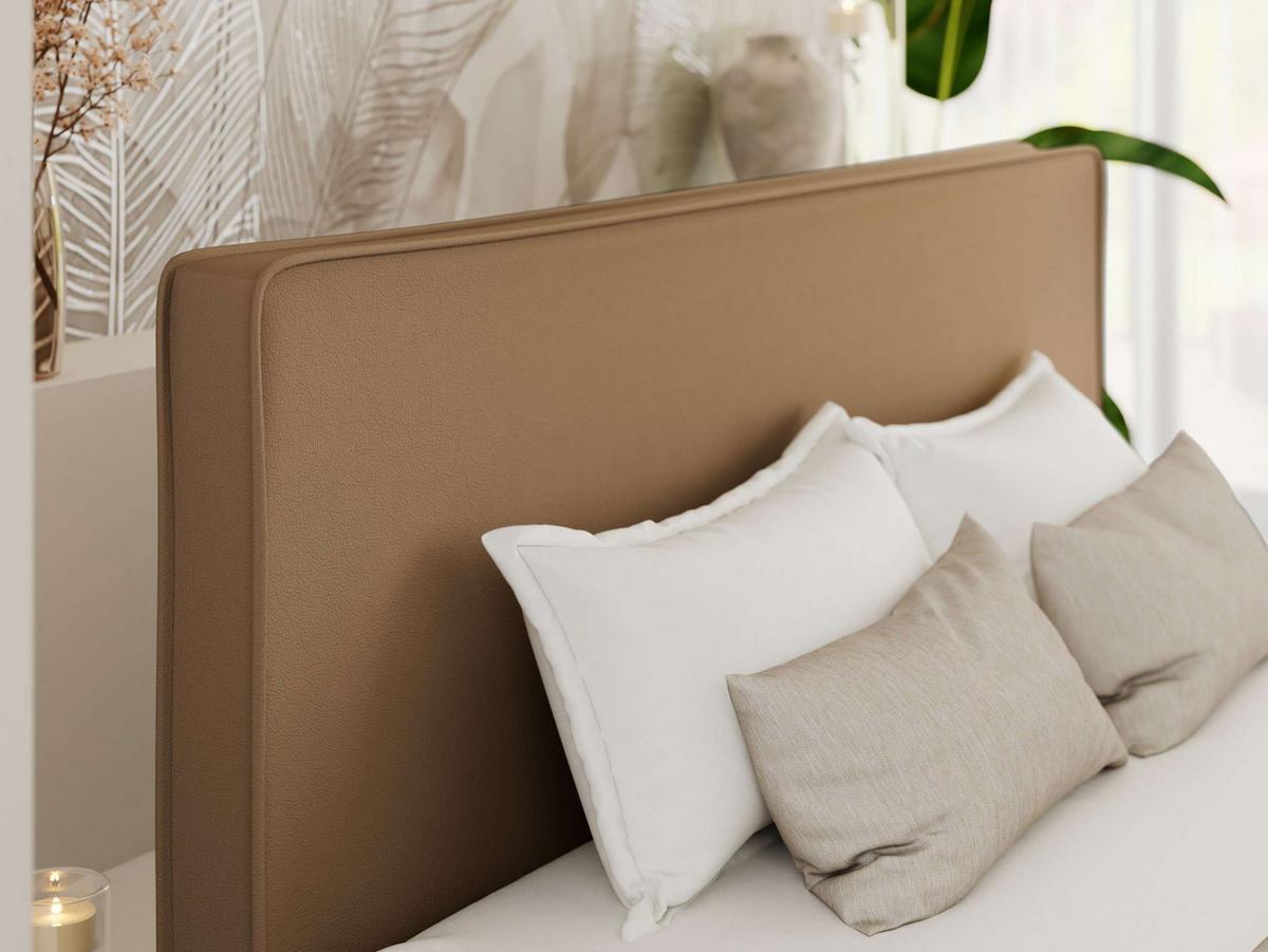 POLSTERBETT LUMARO CLASSIC 140/200 - Braun Kunstleder - Matratze Multipocket - Braun/Kernbuche, Holz/Textil (140/200cm) - MKS
