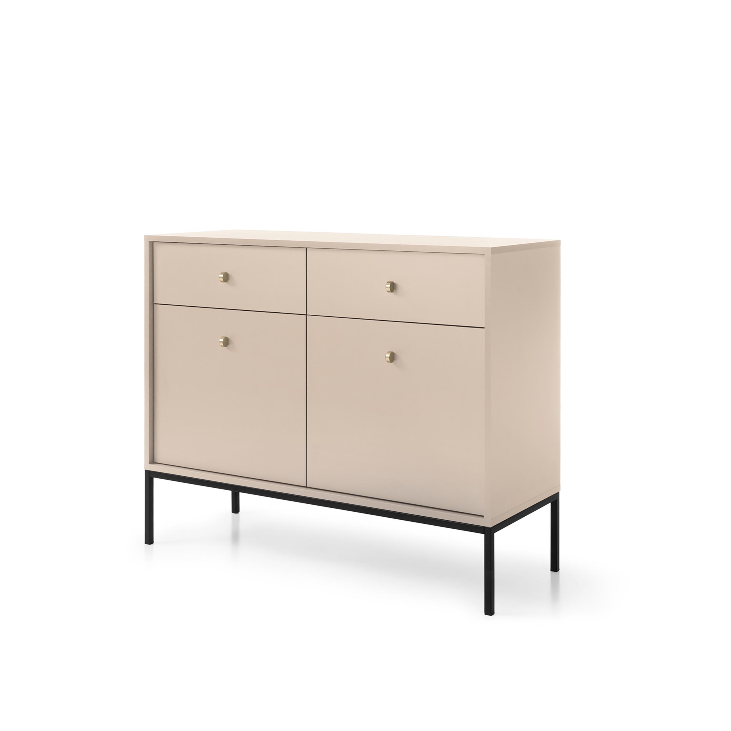 KOMMODE MONDO 104/83/39 cm mit 2 Schubladen 2 Türen Beige - Beige/Schwarz, Holzwerkstoff (104/83/39cm) - MASSENO