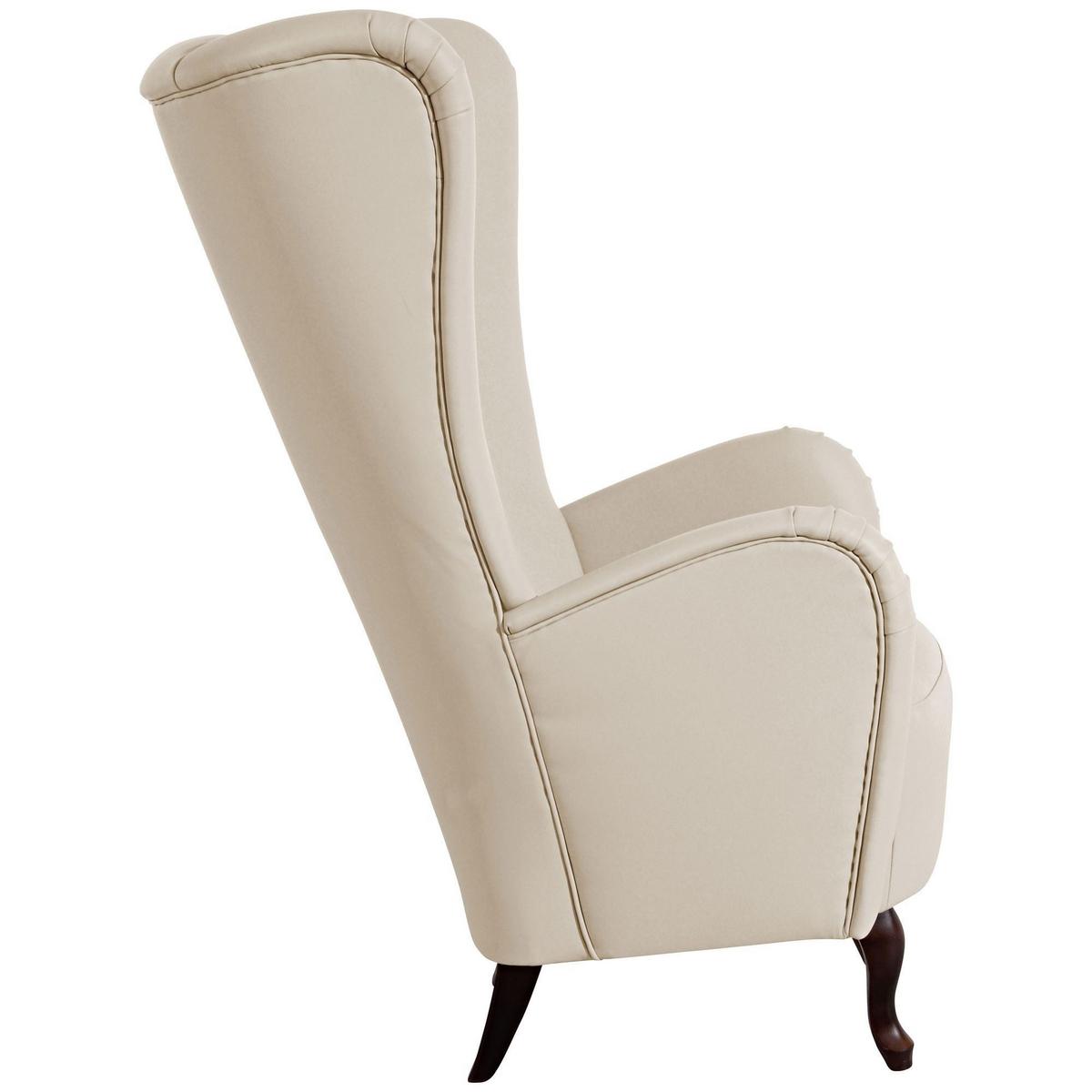 HOCHLEHNSESSEL Kailey Bezug Kunstleder Buche nussbaum dunkel / beige - Weiß, Kunststoff (96/122/89cm) - 58aufmkessel