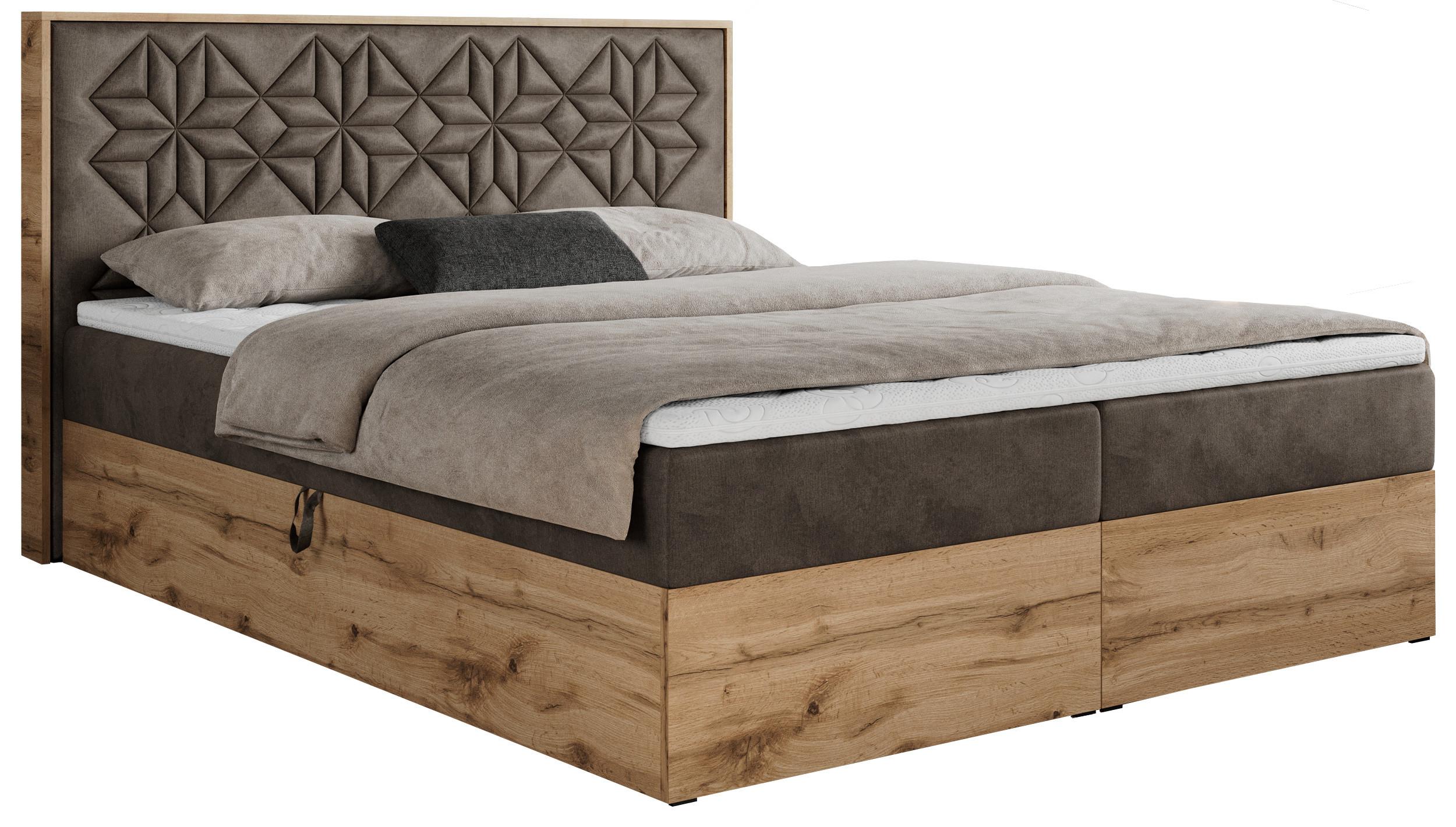 BOXBETT NESSI - 200/200 Braun Velvet - H4 - Braun, Holz/Textil (200/200cm) - MKS