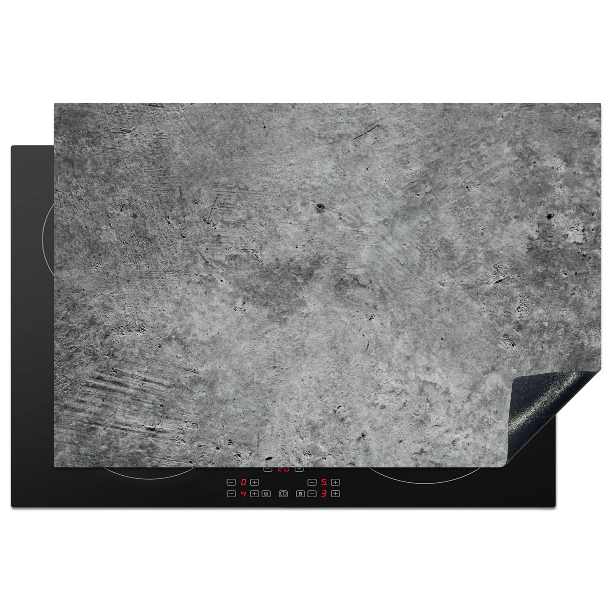 HERDABDECKPLATTE Beton - Schiefer - Grau -Betonstruktur Ceranfeldabdeckung 78x52 cm - Grau, Kunststoff (78/52/0.2cm) - MuchoWow