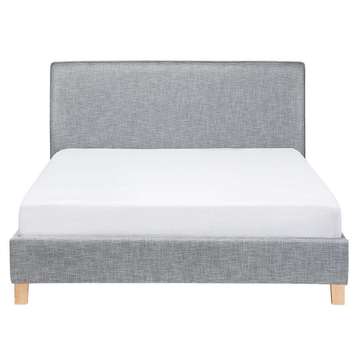 POLSTERBETT mit Lattenrost 160x200 cm Grau Sennez - Hellgrau, Textil (160/200cm) - Beliani