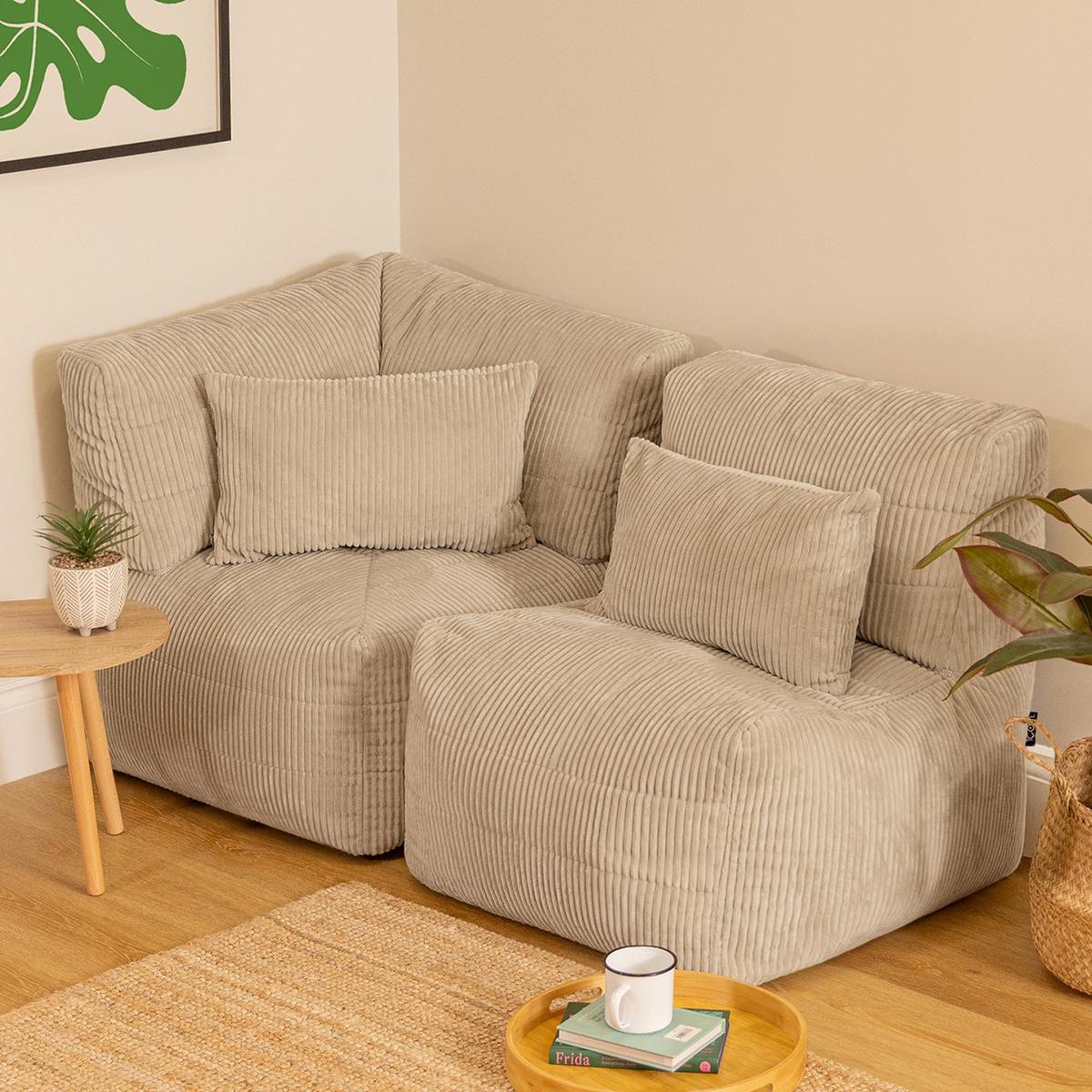 SITZSACK-SOFA 2-tlg. modular cord Noa - Beige, Textil (143/70/78cm) - icon