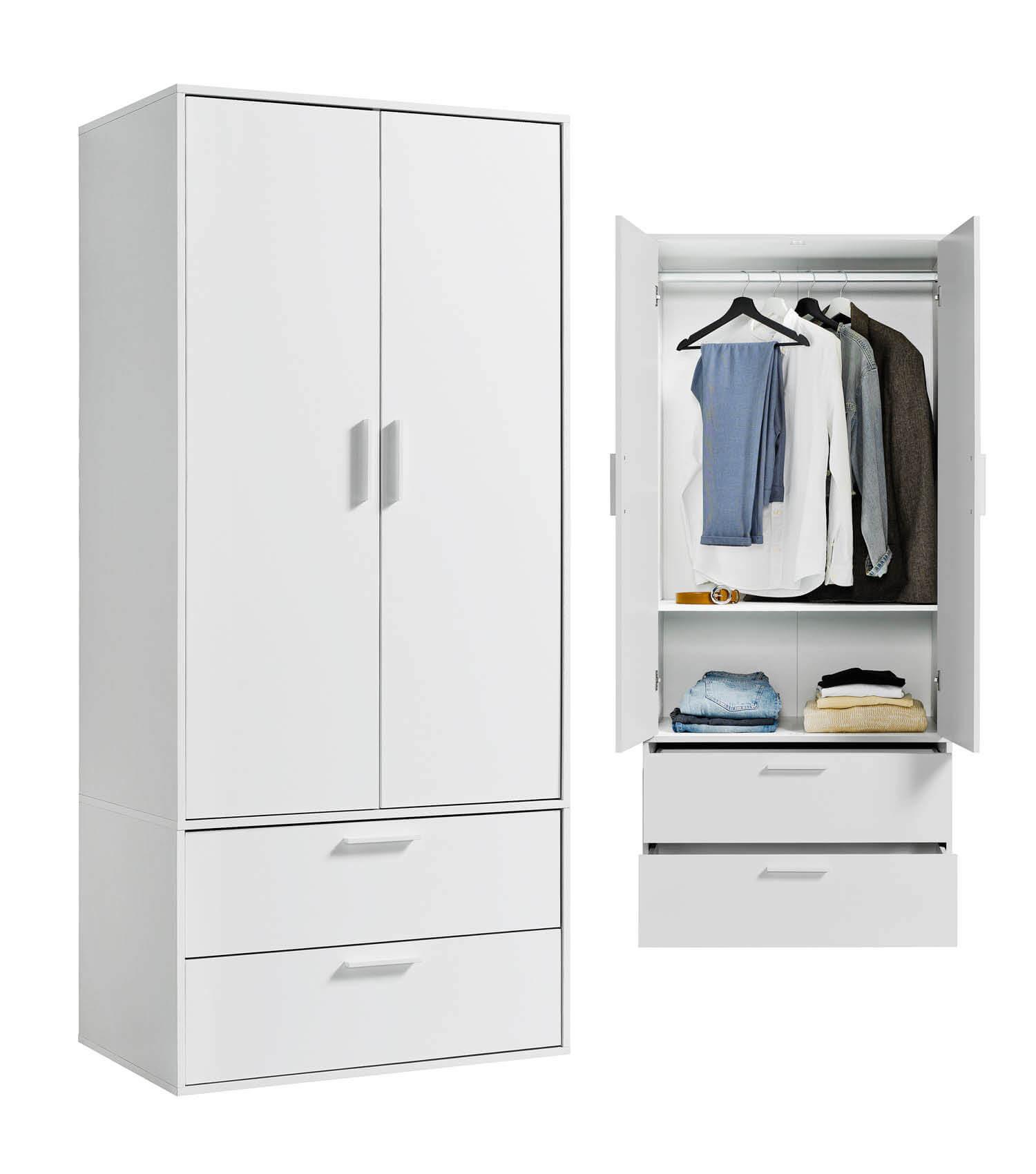 KLEIDERSCHRANK Der Kleiderheld - Weiß, Holzwerkstoff (80/180/51cm) - Mokebo