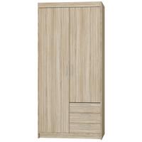 DREHTÜRENSCHRANK Elena mit 2 Türen und 3 Schubladen, mit Spiegel Sonoma Eiche - Sonoma Eiche, Holzwerkstoff (90/190/53cm) - Beautysofa