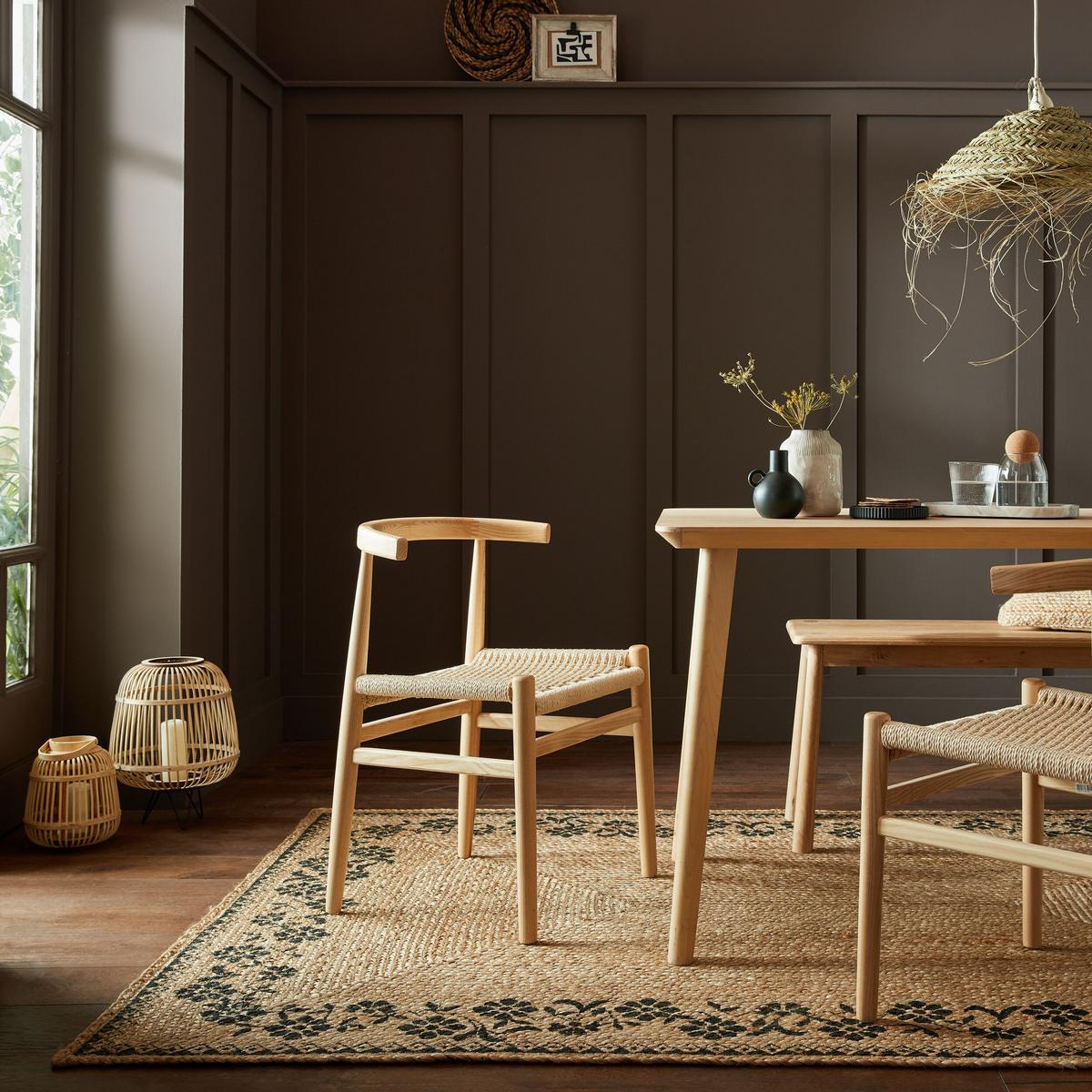 JUTETEPPICH handgewebt NEATH, floral, Braun-Schwarz, 160 x 230 cm - Braun, Naturmaterialien (160/230cm) - KADIMA DESIGN