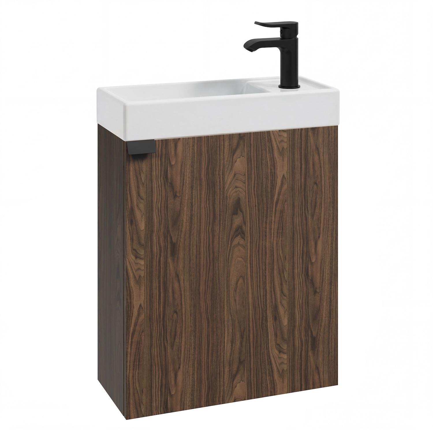 GÄSTE-WC-MÖBELSET Keno 2 Teile Walnuss Braun – 50 x 23 x 60cm - Eichefarben, Holz (50/60/23cm) - Badplaats