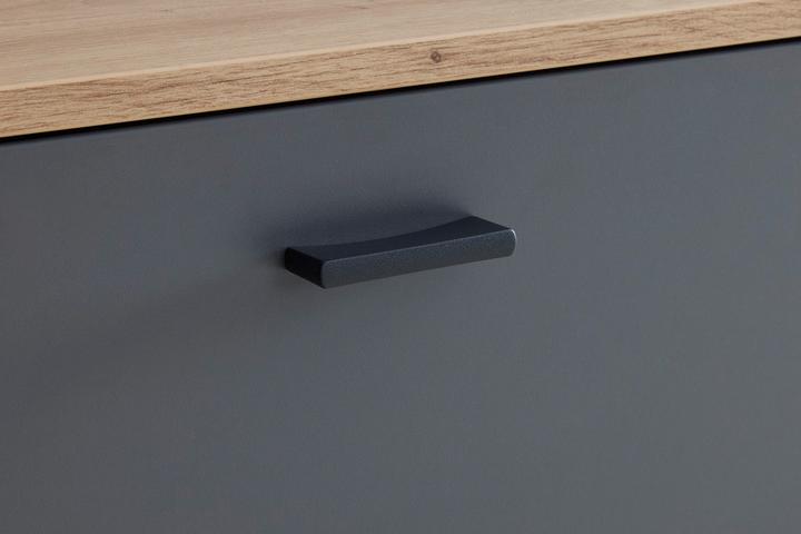 TV-Element 2 Schubladen grau Soft Close System Steggriff Metall schwarz