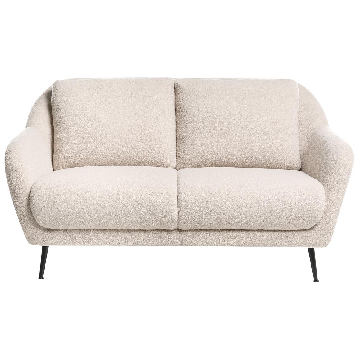 SOFA-SET 3-Sitzer Bouclé Beige Eiby - Beige/Schwarz, Textil (148/80/91cm) - Beliani