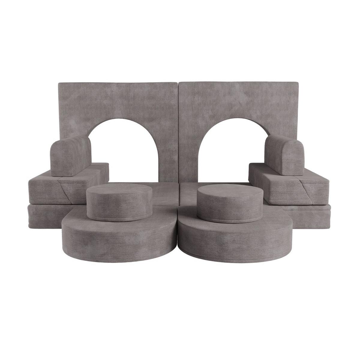 KINDERSOFA Kayo cord hellgrau - Hellgrau, Textil (150/50/75cm) - Juskys