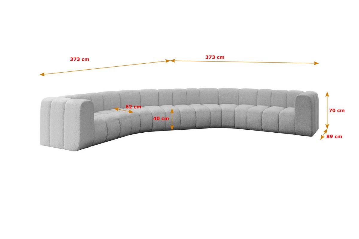 WOHNLANDSCHAFT modulares Sofa Lazro-U1 - 373x373x70 cm Hellgrau - Hellgrau, Holzwerkstoff/Textil (373/70/373cm) - ALTDECOR