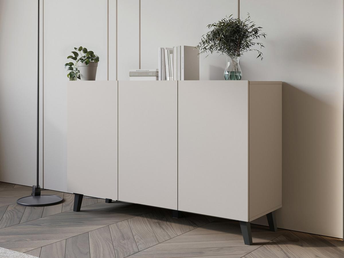 KOMMODE Phuket 120 - Kaschmir/Schwarz, Holzwerkstoff/Kunststoff (120/76/39cm) - MIRJAN24