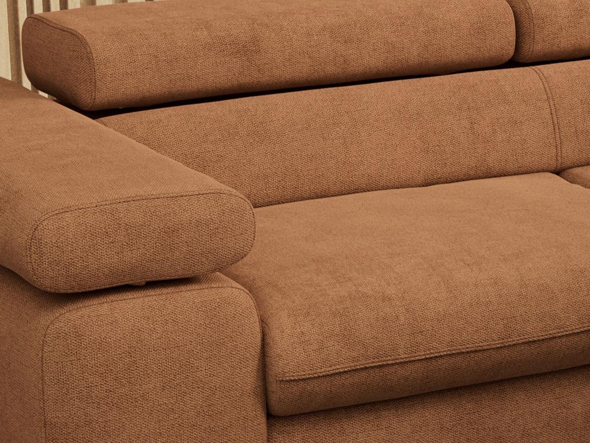 ECKSOFA PETER L Orange Struktur - Rechts Seite - Schwarz/Orange, Textil/Metall (273/208cm) - MKS