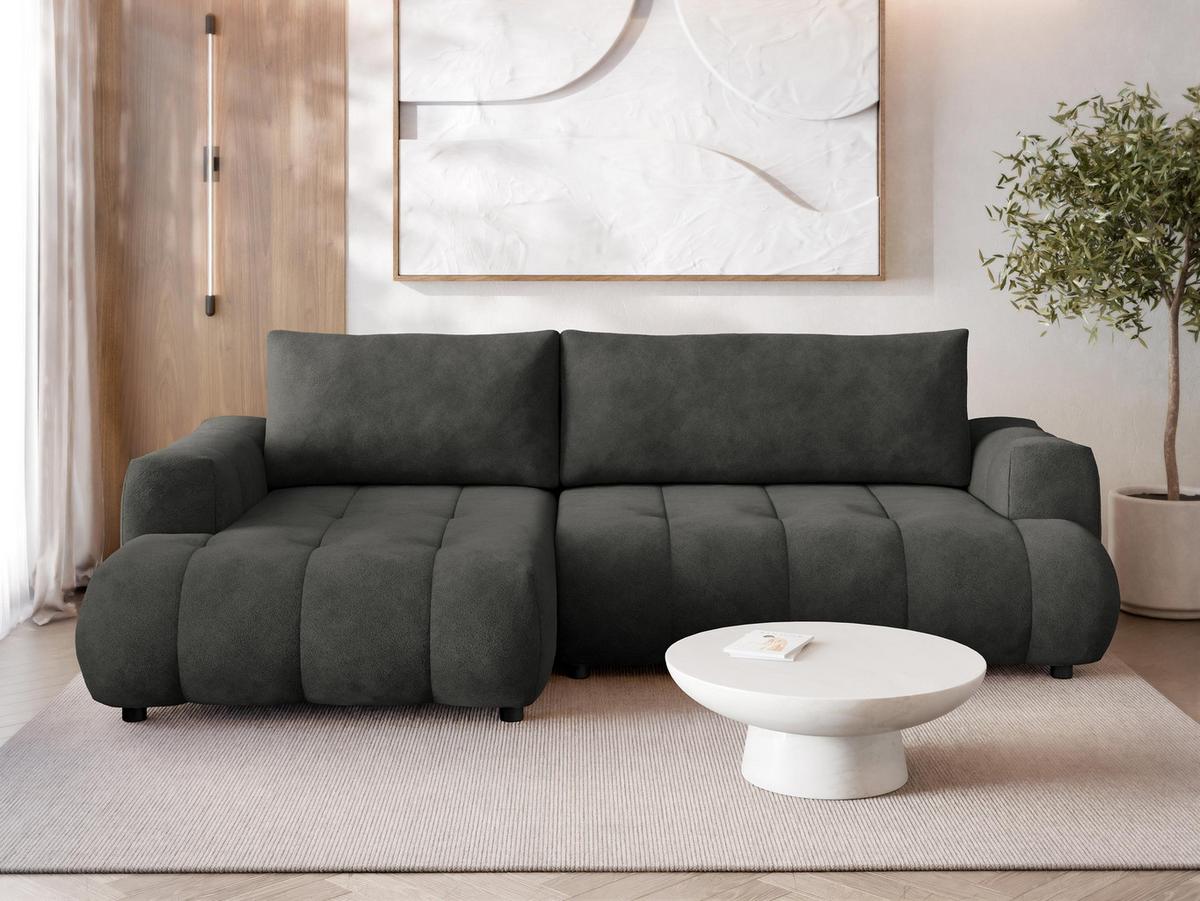 ECKSOFA Haiti, Seite: Links LC+2R - Anthrazit/Schwarz, Holz/Textil (276/156cm) - MIRJAN24