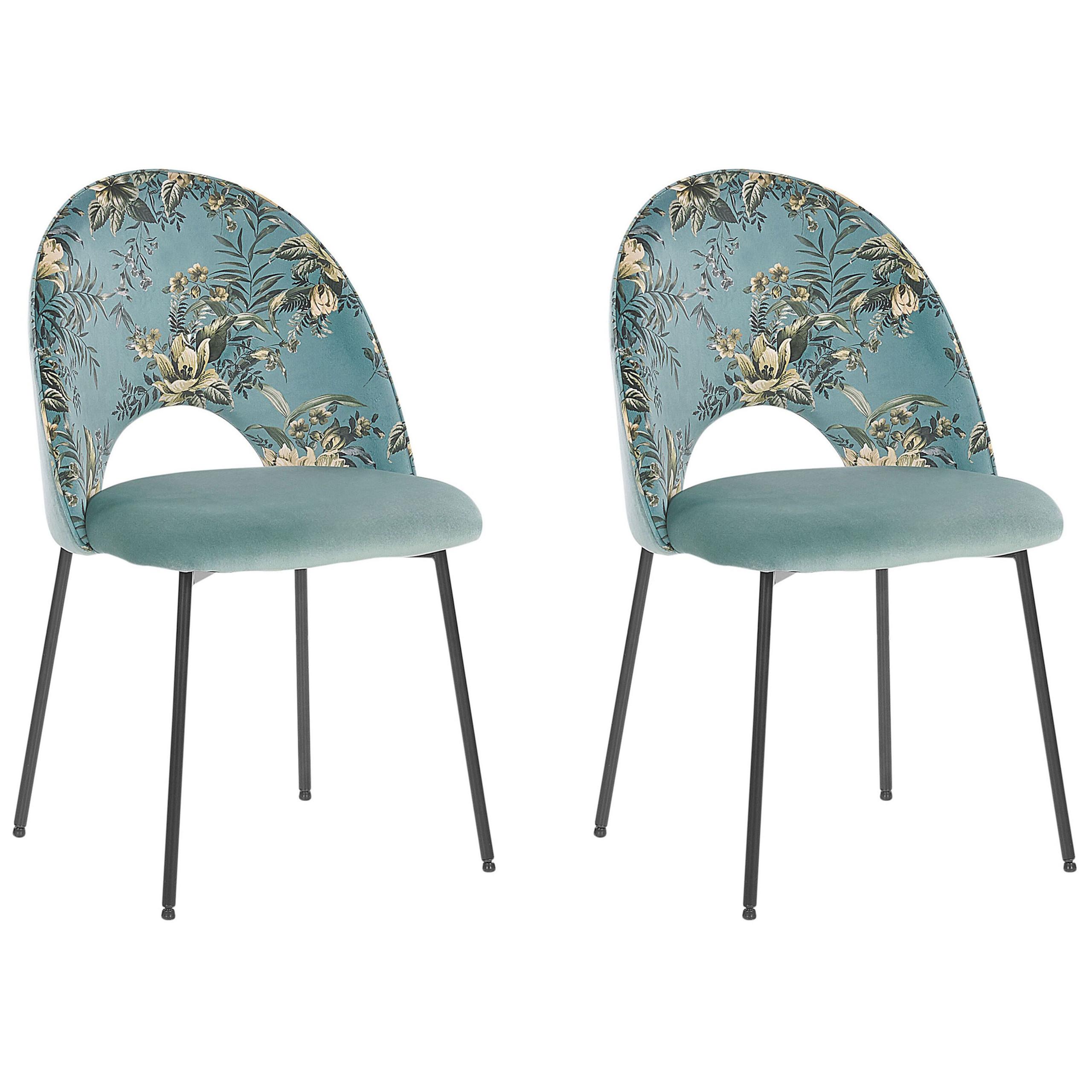ESSZIMMERSTUHL 2er-Set Samtstoff Grün Covelo - Grün, Textil/Metall (46/84/45cm) - Beliani