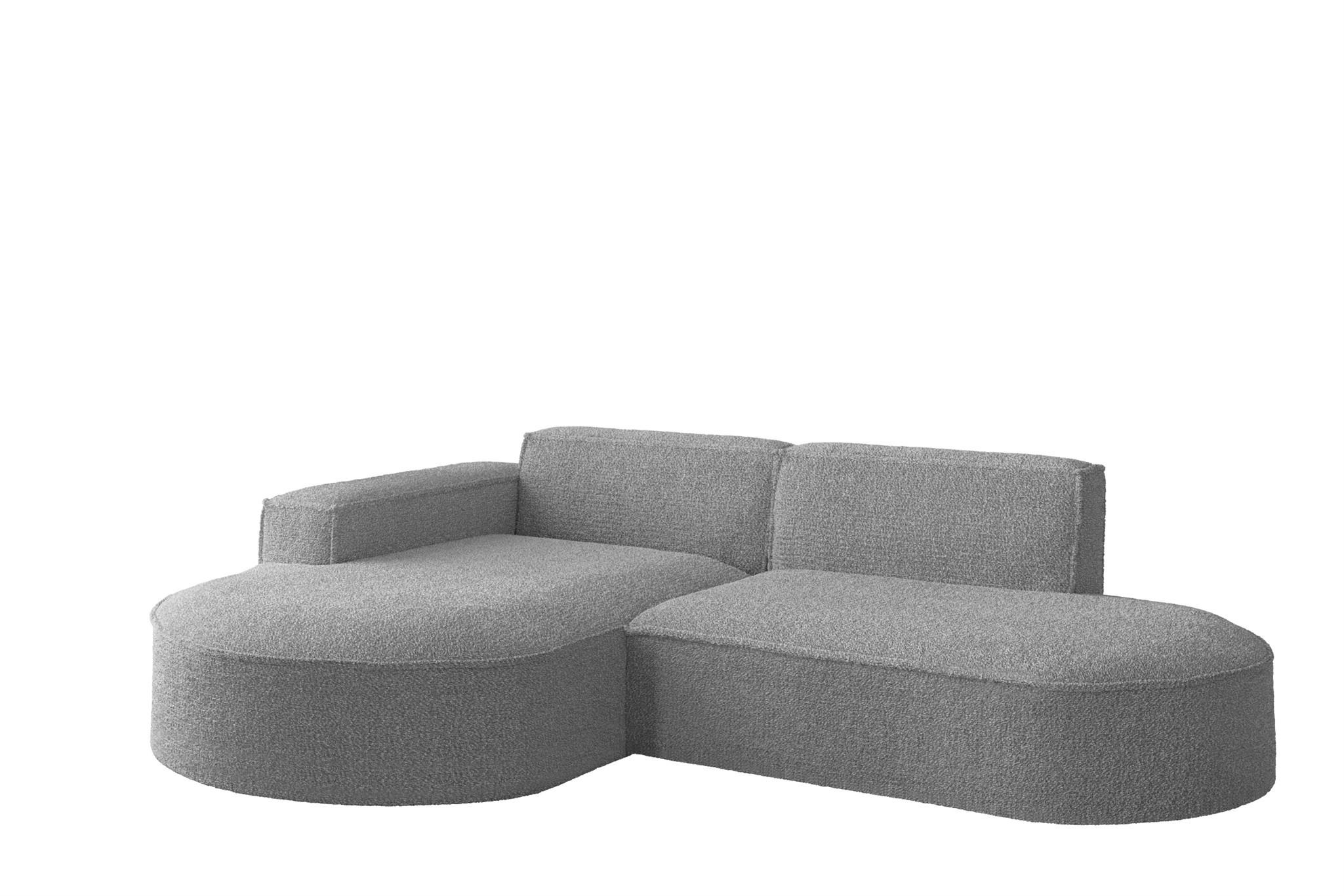 ECKSOFA Palma Xs Ottomane Ascot Bukla - Taupe, Holzwerkstoff/Textil (236/165cm) - Fun Möbel