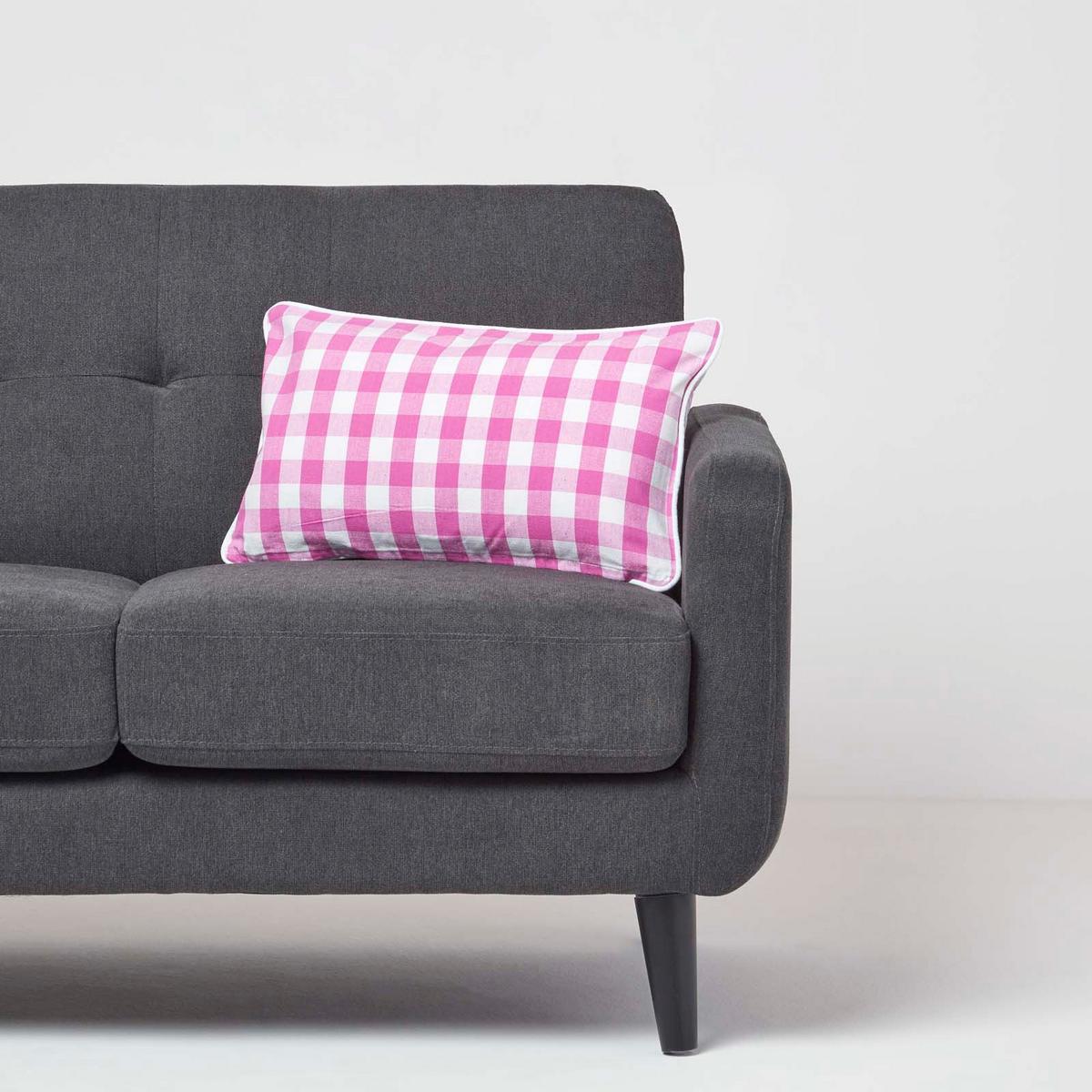 KISSENHÜLLE Karo-Muster 30/50 cm, 100% Baumwolle - Rosa, Textil (30/50cm) - Homescapes