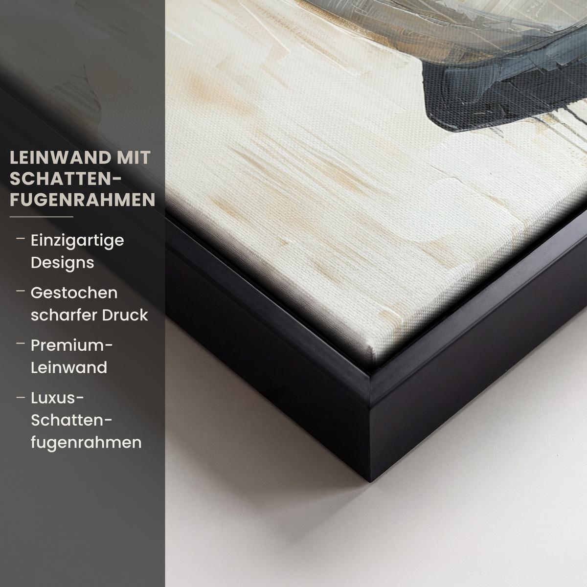 LEINWAND Bilder mit Rahmen - Abstrakt - Liebe - Schwarz und weiß - Modern - 40x30 - Schwarz, Textil (40/30cm) - MuchoWow