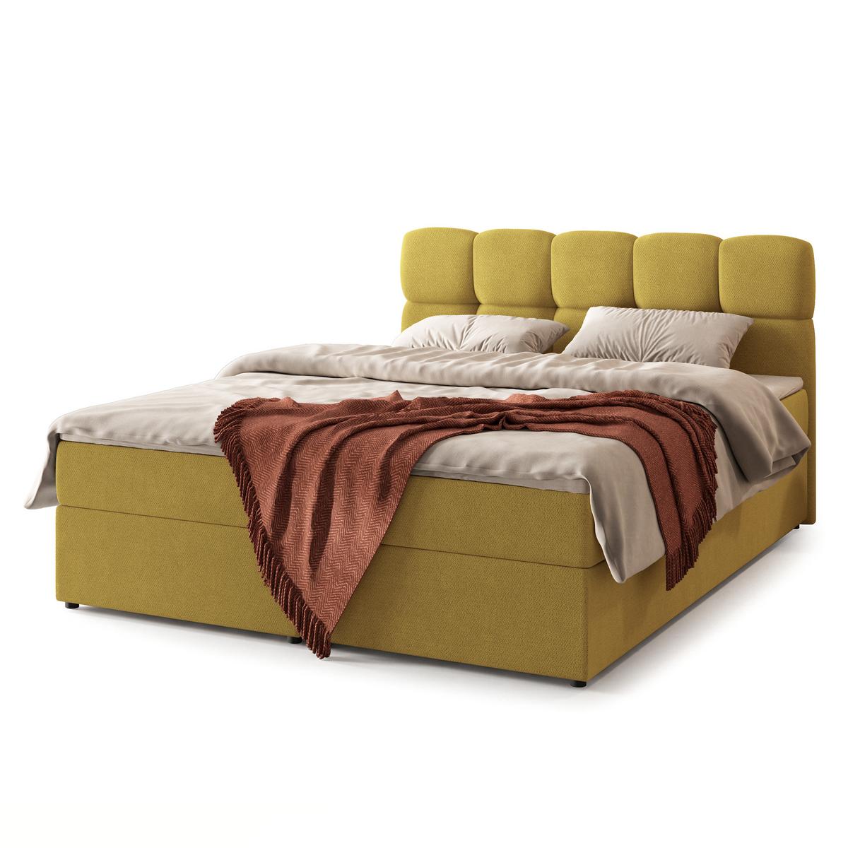 BOXBETT MERU 160x200 cm mit Matratze und Topper - Gelb - Gelb, Holz (160/200cm) - MASSENO