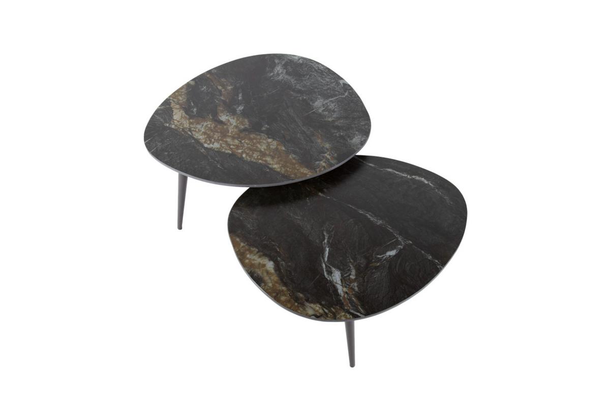 COUCHTISCH PONTE 2ER SET Schwarz Keramik - Schwarz, Keramik/Metall (58/70/40cm) - KAWOLA