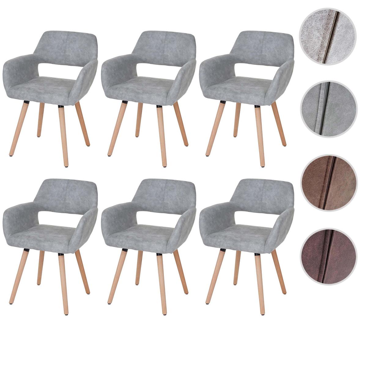ESSZIMMERSTUHL Beton Dekor 6er-Set - Grau, Holz (56/78/57cm) - MCW