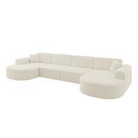 WOHNLANDSCHAFT MARI-U2 - 388x171x79 cm Beige Bouclé - Beige/Schwarz, Holzwerkstoff/Kunststoff (388/79/171cm) - ALTDECOR