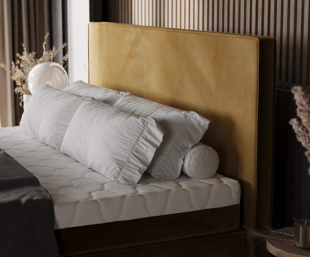 BOXBETT Zalla 200/200 cm Honiggelb im Kronos Stoff - Schwarz/Honig, Holz/Holzwerkstoff (200/200cm) - AltaBeds