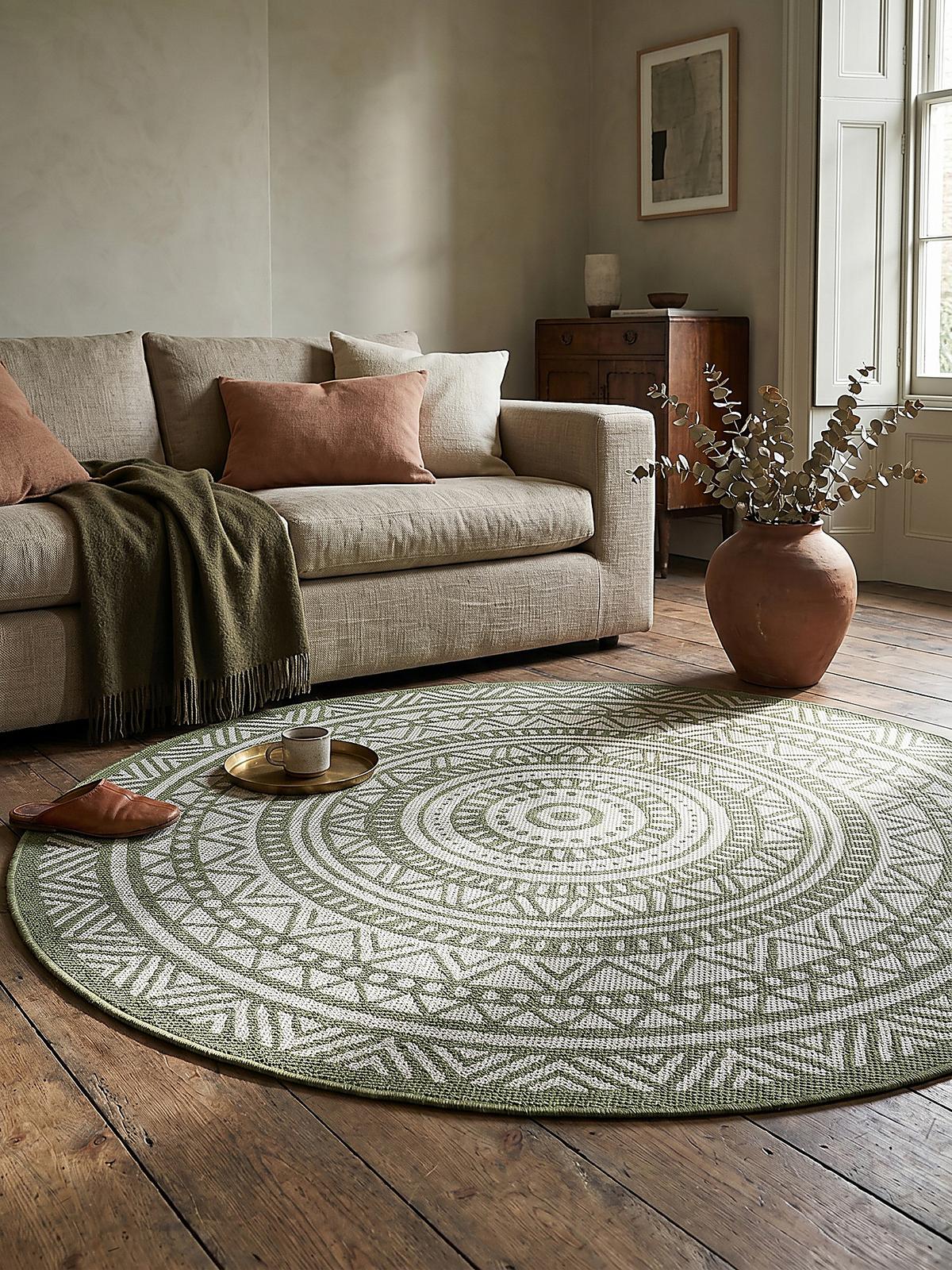RUNDTEPPICH Orientalisch BORNO Polypropylen Grün 160 x 160 cm - Grün, Textil (160/160cm) - KADIMA DESIGN