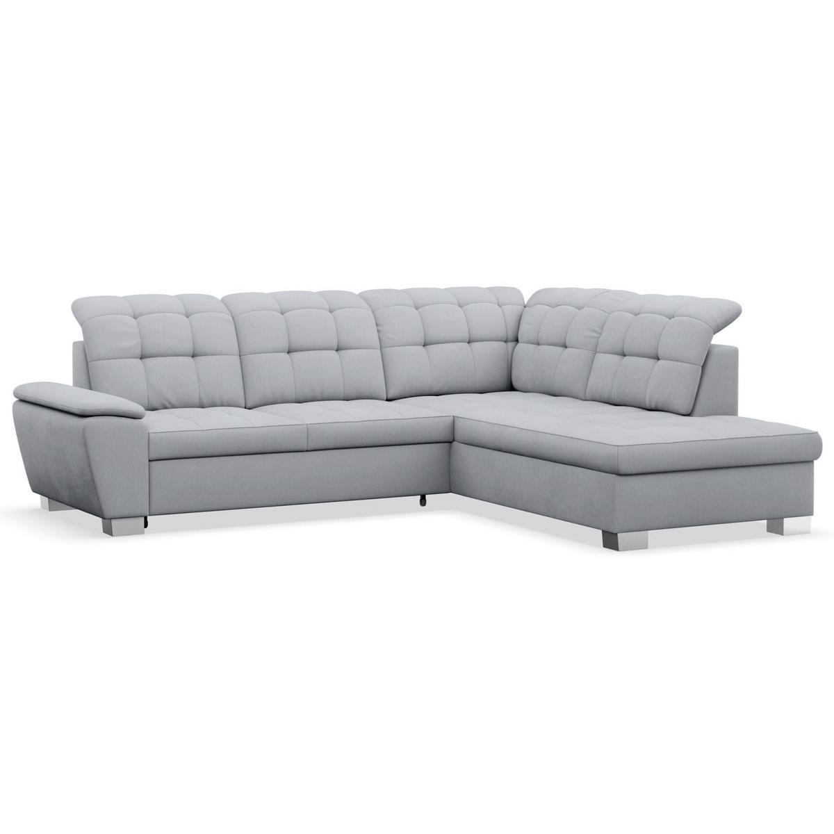 ECKSOFA Jamaal Hellgrau rechtsseitig - Hellgrau/Schwarz, Textil (212/258cm) - Selsey