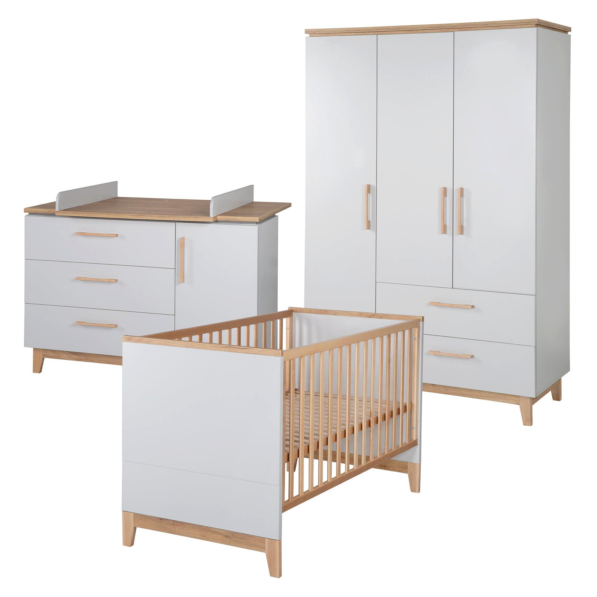 BABYZIMMER-SET Caro I 3-teilig - Hellgrau, Holzwerkstoff (78/89/144cm) - Roba