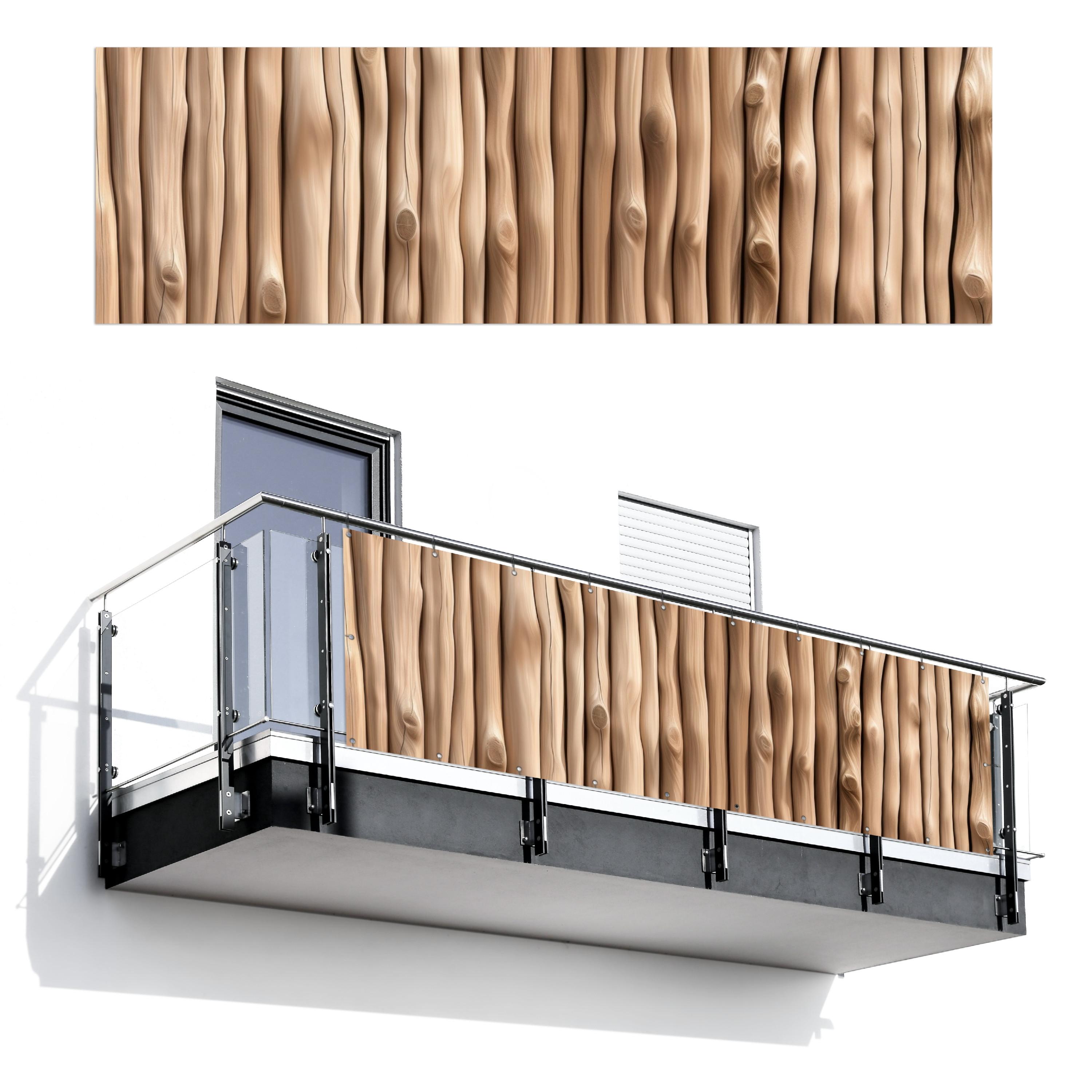 BALKON-SICHTSCHUTZ Holz - Stiel - Hellbraun Windschutz 300x90 cm - Ahornfarben, Kunststoff (300/90cm) - MuchoWow