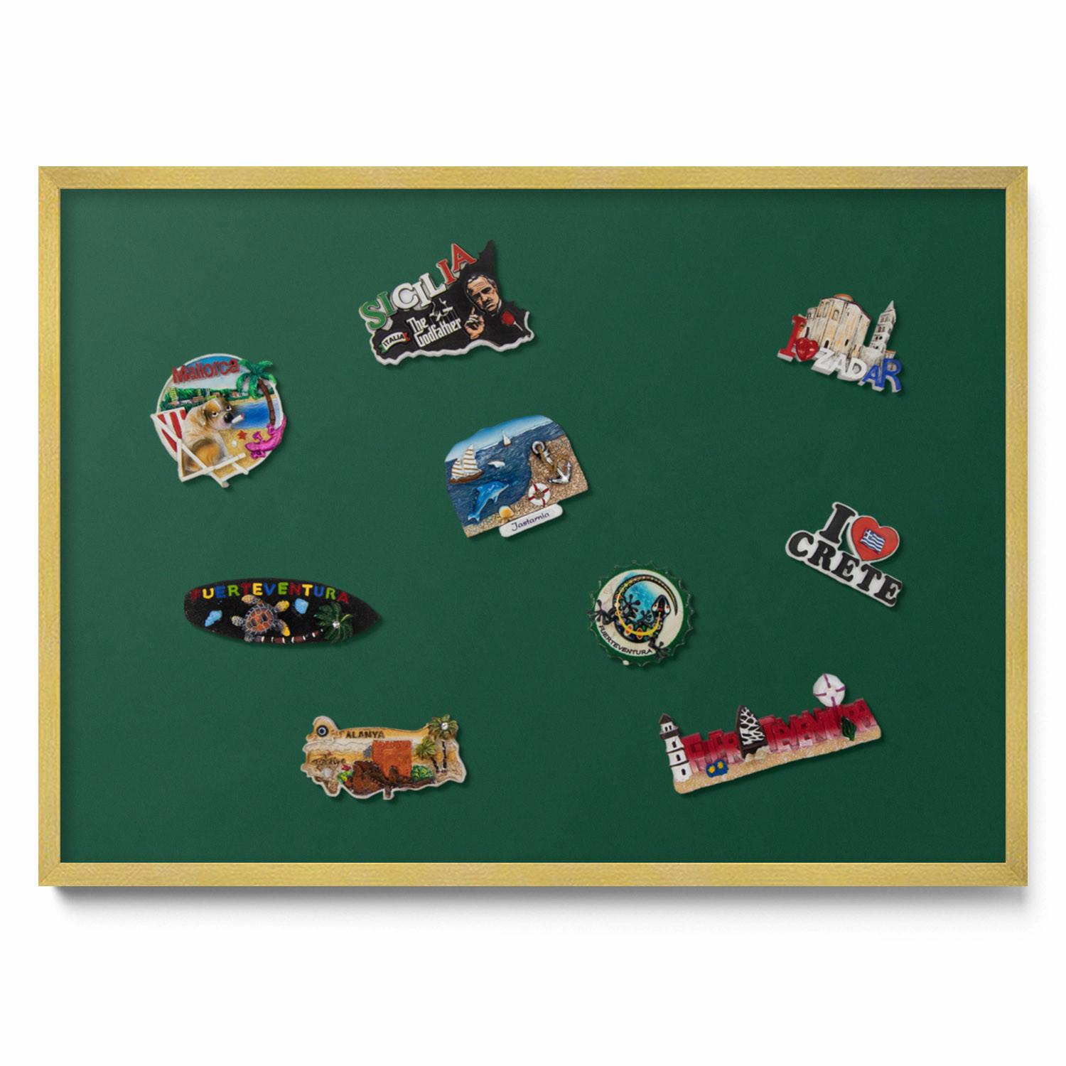 MAGNETTAFEL 70x50 cm Goldener Rahmen Dunkelgrün - Dunkelgrün, Metall (70/50/0.4cm) - TULUP