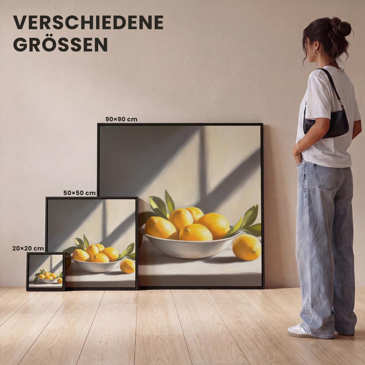 LEINWAND Bilder mit Rahmen - Zitronen - Stilleben - Gelb - 50x50 - Gelb, Textil (50/50cm) - MuchoWow