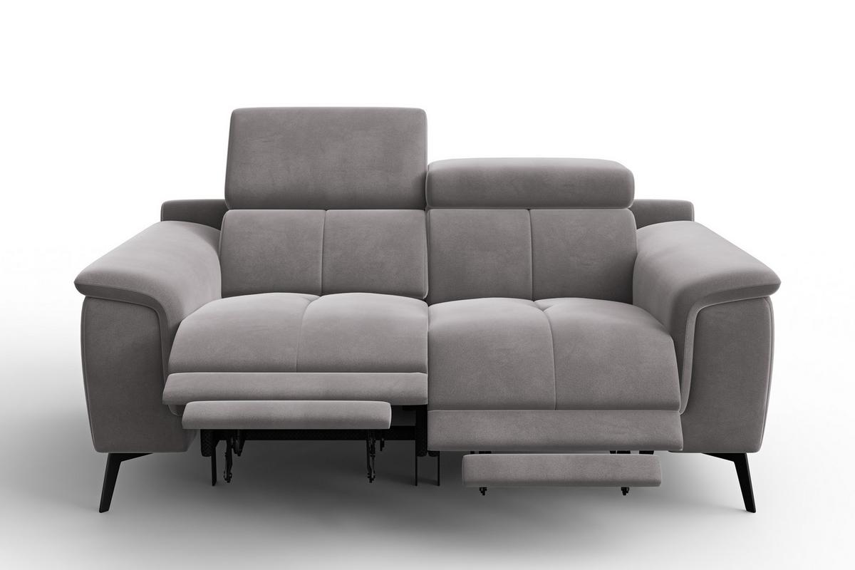 SOFA RELAX FIERO 2-Sitzer, Dunkelgrauer Veloursstoff - Dunkelgrau/Schwarz, Holz/Textil (170/82/103cm) - Courtois Laville