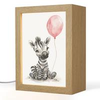 NACHTTISCHLAMPE Zebra - Baby - Tiere - Rosa Luftballon 15x20 cm - Weiß, Holzwerkstoff (8/15/20cm) - OnlyWow